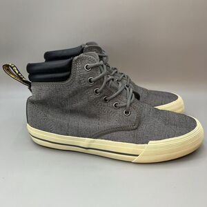 Dr Martens Eason Women Size 8 Shoes Gray Black Mid Top Lace‎ Up Canvas Sneakers